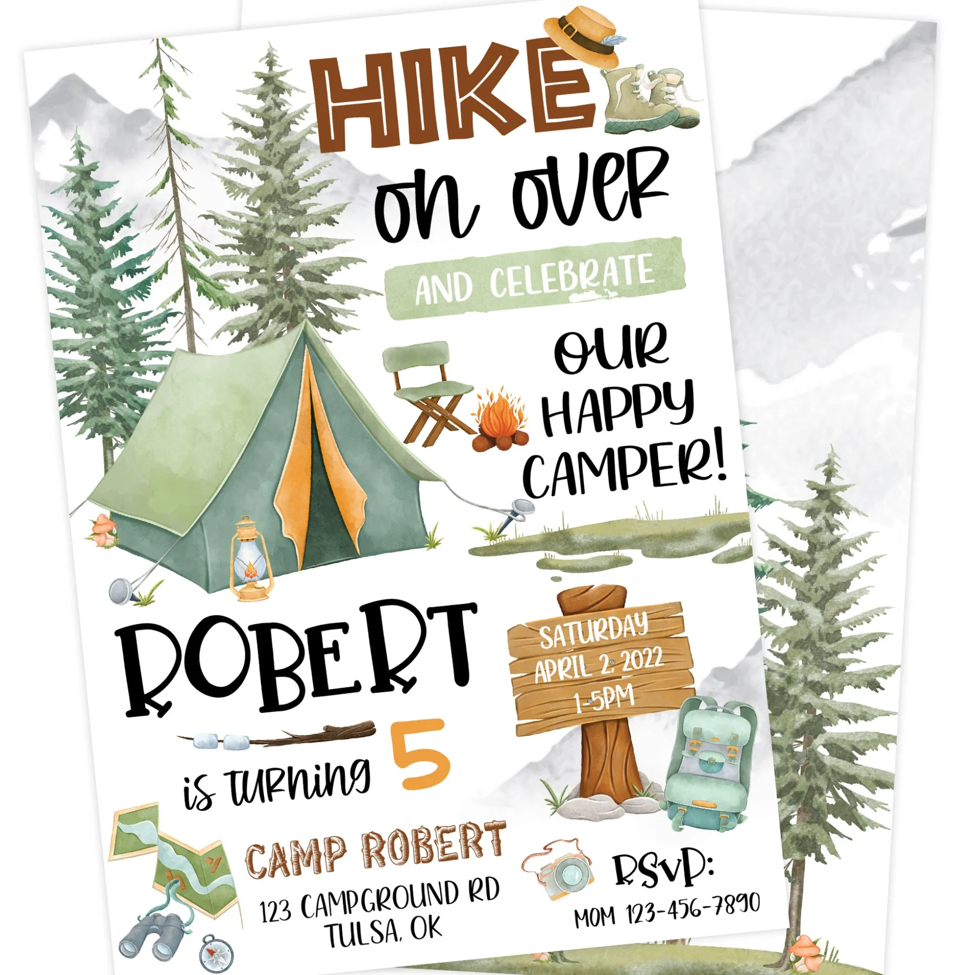 Happy Camper Birthday Party Invitation