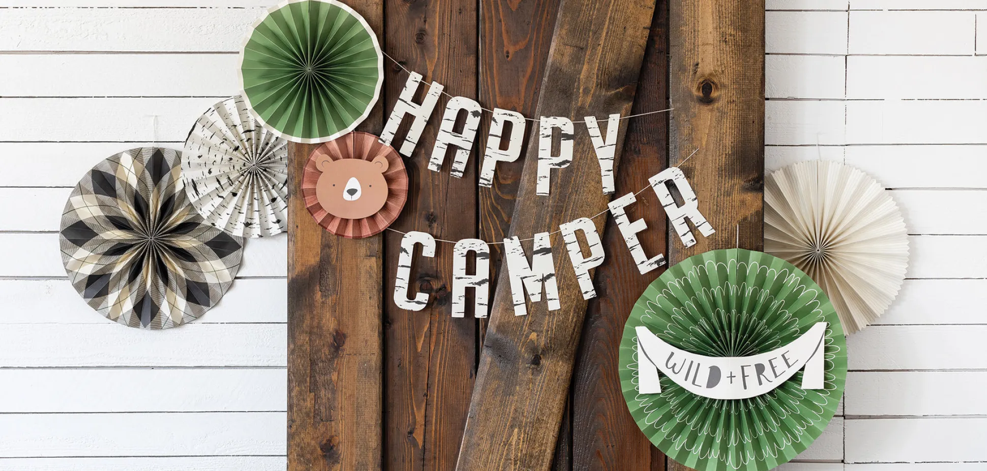Happy Camper Paper Fan Decorations 10pc