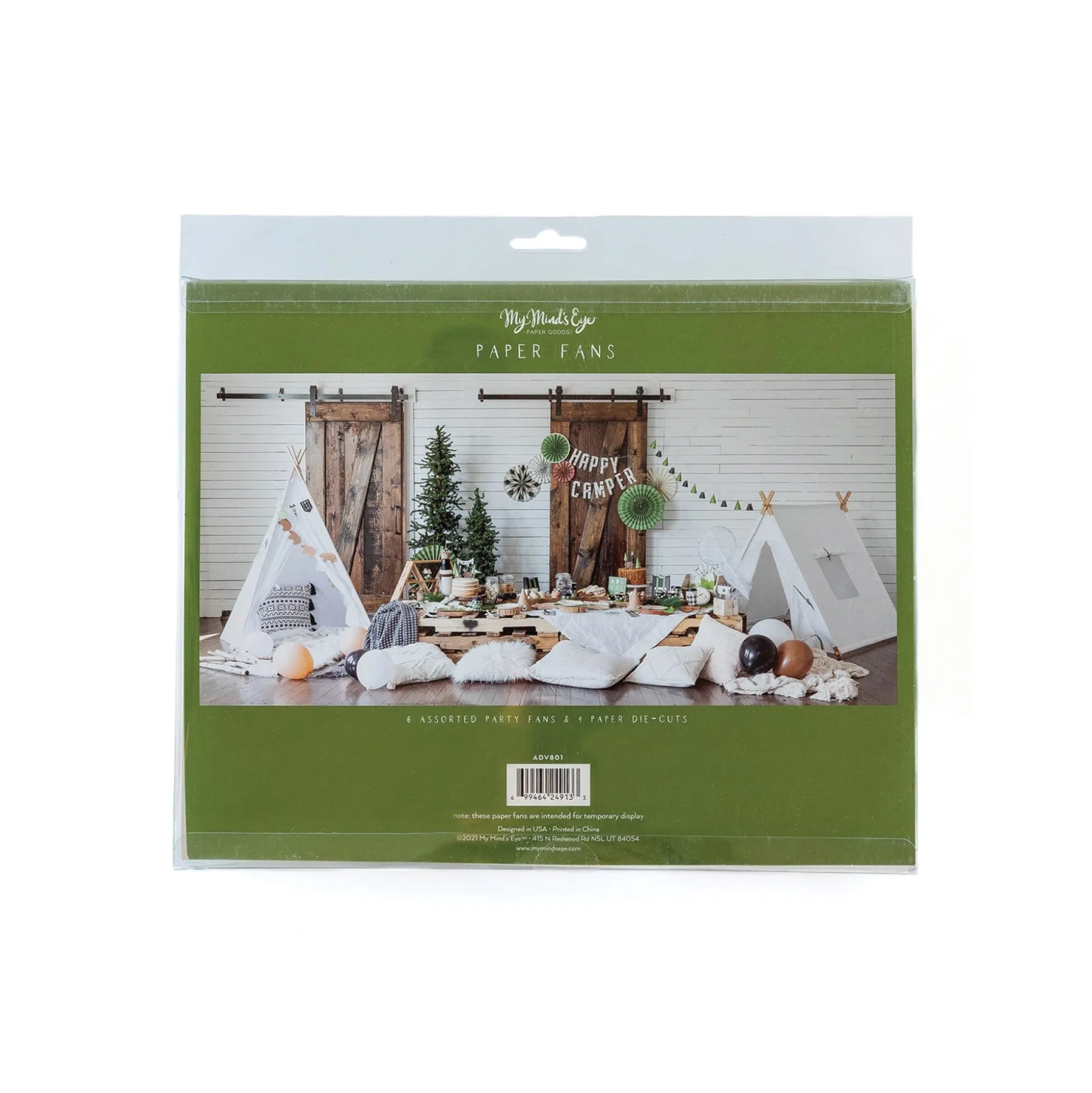 Happy Camper Paper Fan Decorations 10pc