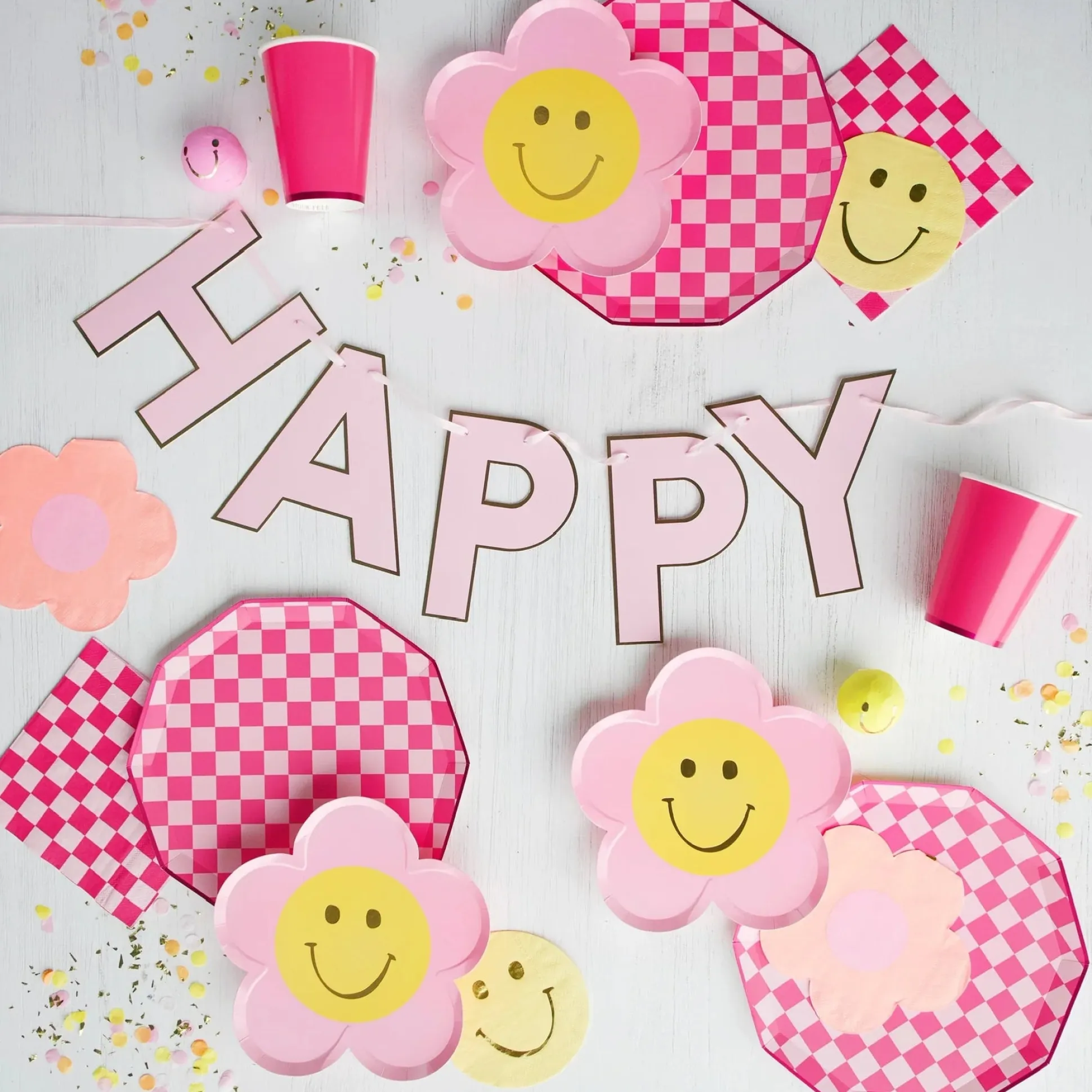 Happy Face Flower Dessert Plates 8ct
