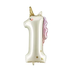 Holographic Glitter Unicorn Number One Foil Balloon 36.5in
