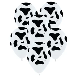 Holstein Cow Print Latex Balloons 6ct