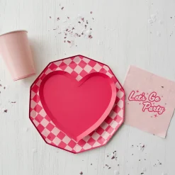 Hot Pink Heart Dessert Plates 8ct