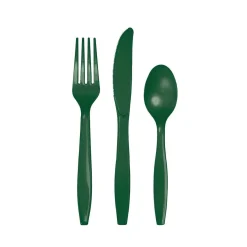 Hunter Green Premium Plastic Cutlery Set for 8