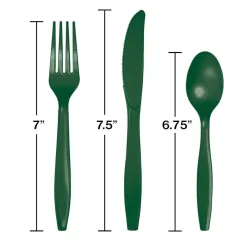 Hunter Green Premium Plastic Cutlery Set for 8