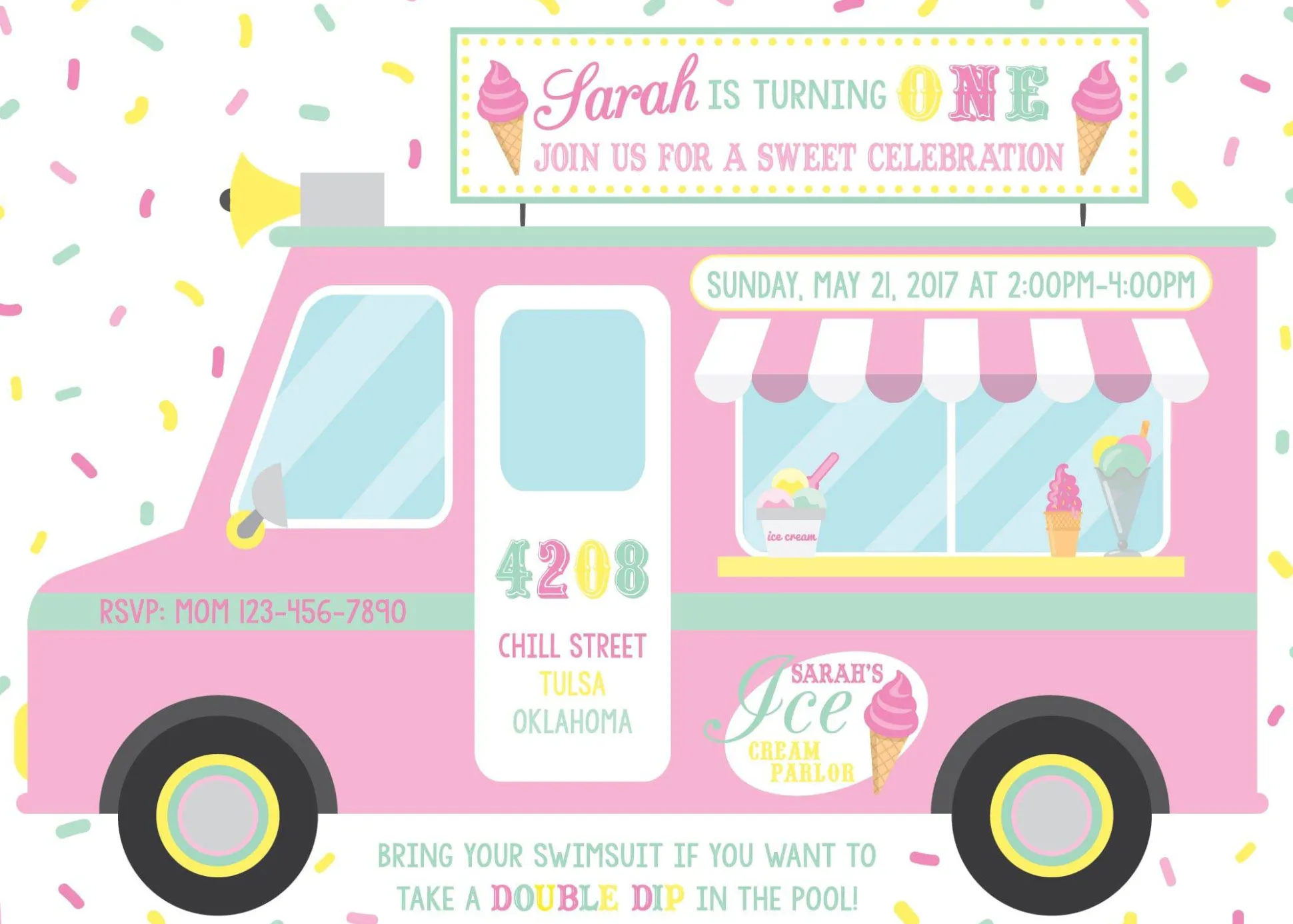 Ice Cream Birthday Party Invitation