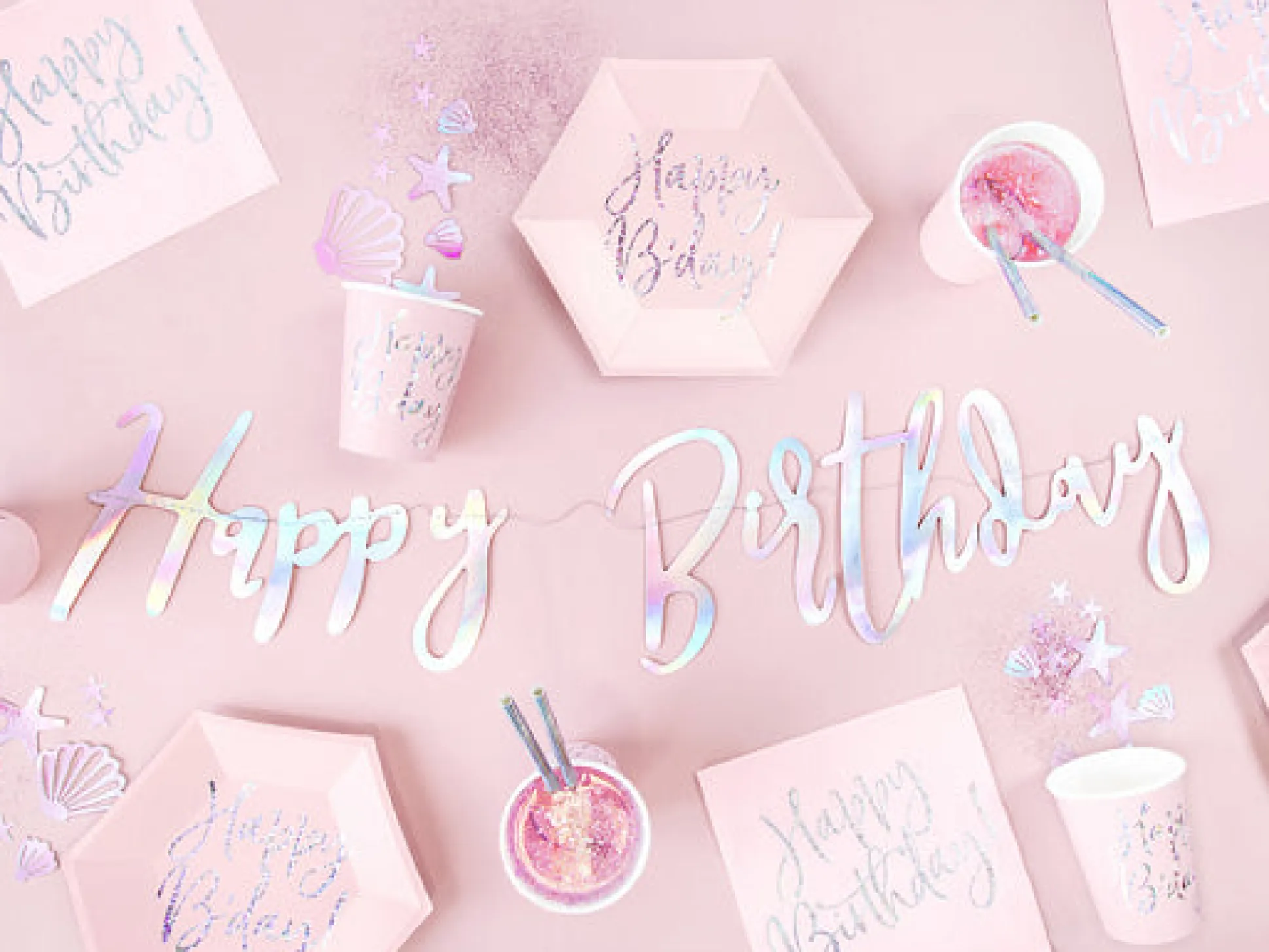 Iridescent Happy Birthday Letter Banner