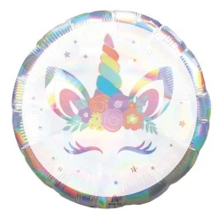 Iridescent Round Unicorn Balloon 18"