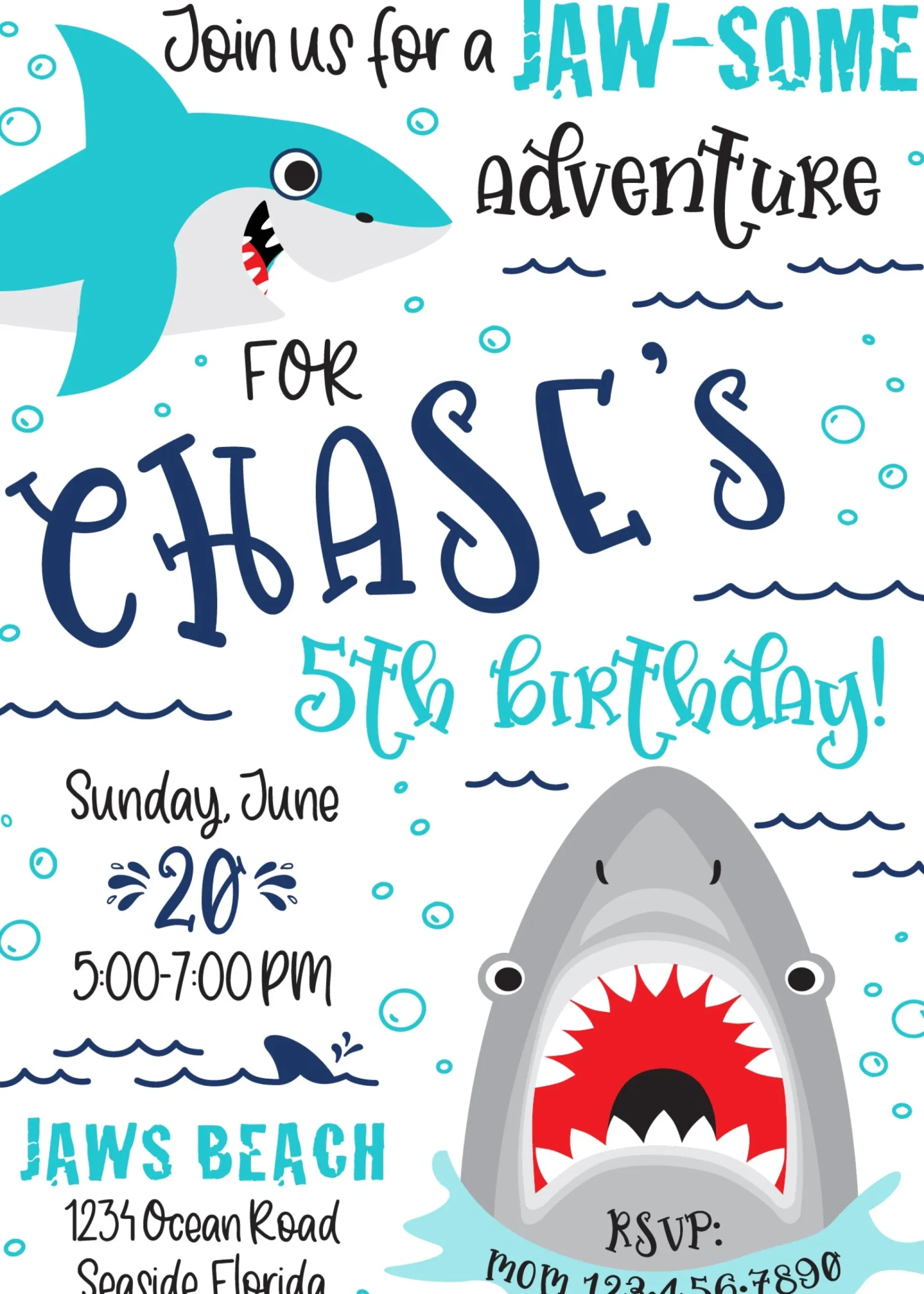 Jawsome Shark Birthday Invitation
