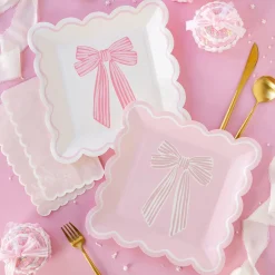 Large Pink Bows Lunch Plates 8ct