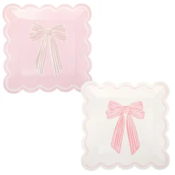 Large Pink Bows Lunch Plates 8ct