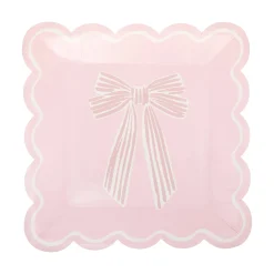 Large Pink Bows Lunch Plates 8ct
