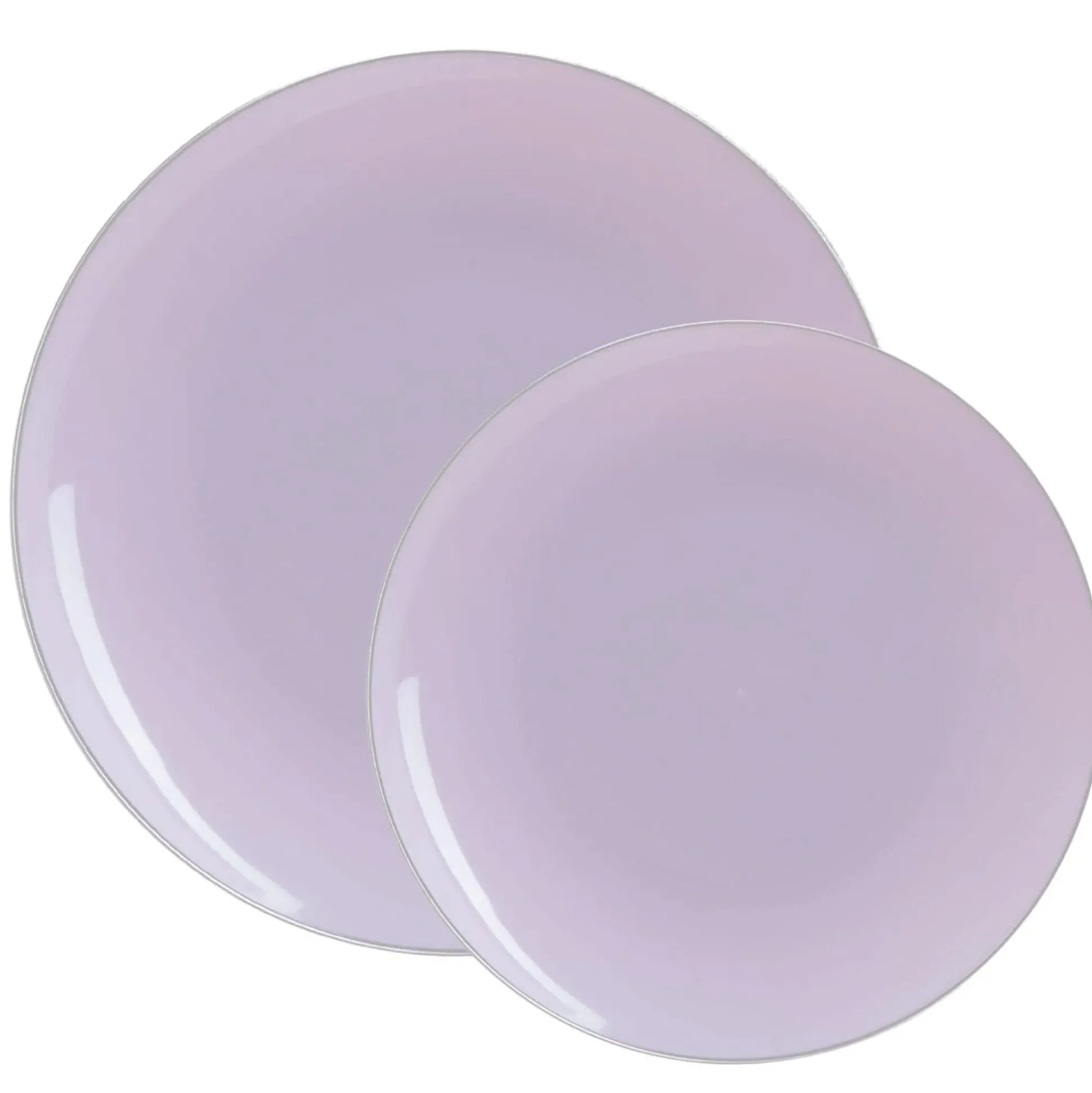 Lavender & Silver Rim Plastic Dinner Plates 10ct