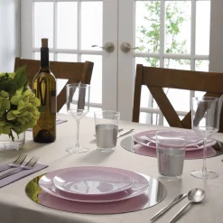 Lavender & Silver Rim Plastic Dinner Plates 10ct