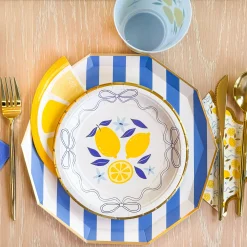 Lemon Grove Blue Bow Dessert Plates 8ct