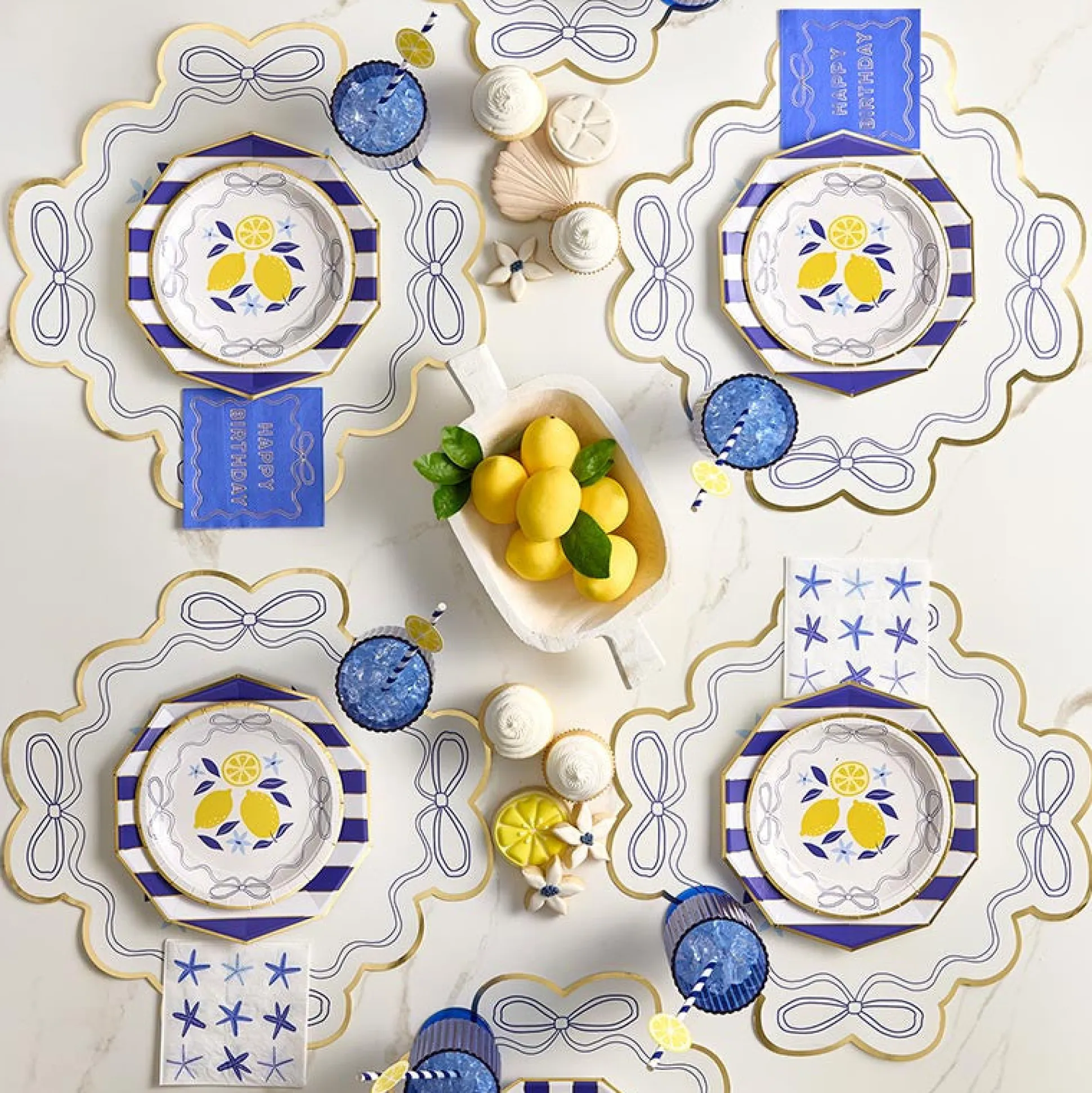 Lemon Grove Blue Bow Placemats 24ct