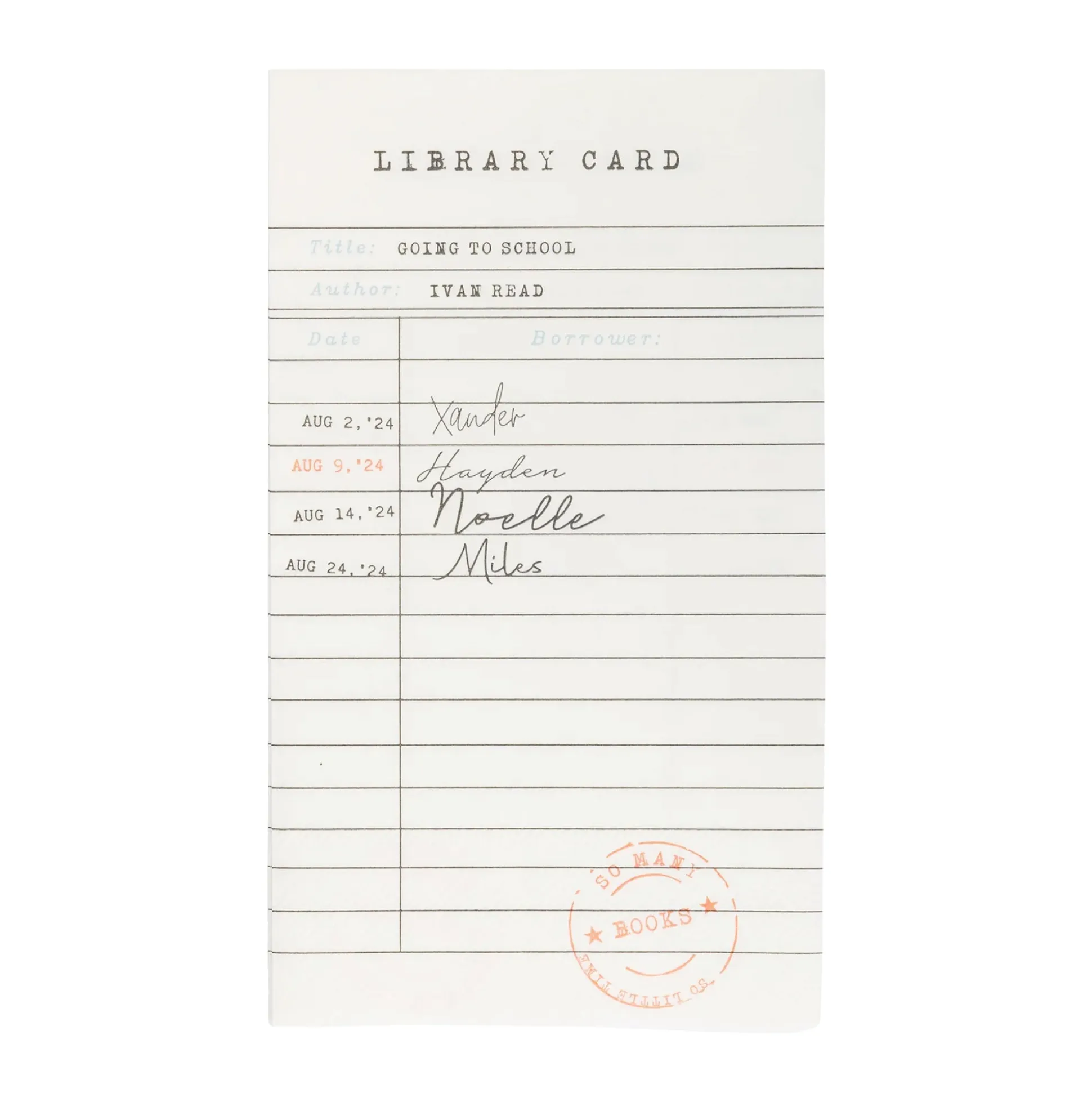 Library Card Paper Guest Towels 24ct