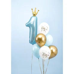 Light Blue & Gold 1st Birthday Balloon Bouquet 6ct