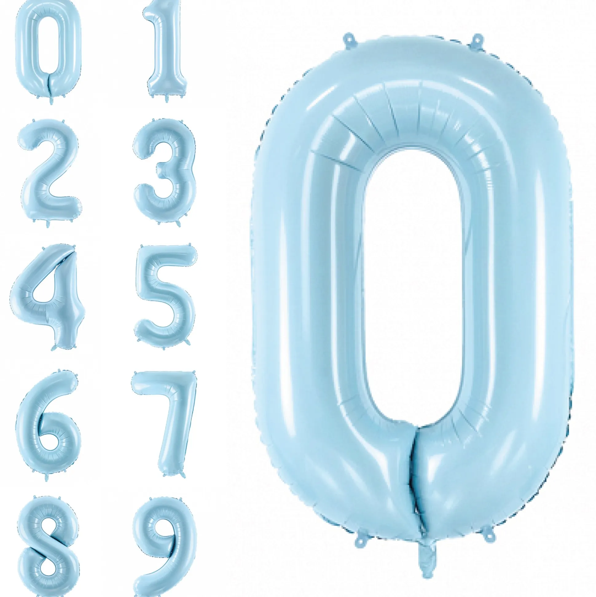 Light Blue 0-9 Number Balloon 34in