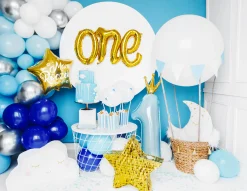 Light Blue Prince Foil Number 1 Balloon 35.5in