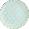 Light Mint Blue & Gold Lattice Plastic Dinner Plates 10ct