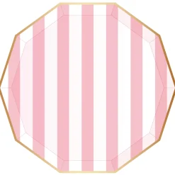 Light Pink Cabana Striped Dinner Plates 8ct