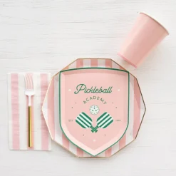 Light Pink Cabana Striped Dinner Plates 8ct
