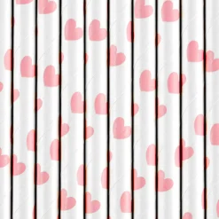 Light Pink Heart Paper Straws 10ct