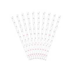 Light Pink Heart Paper Straws 10ct
