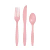 Light Pink Premium Plastic Cutlery Set for 8