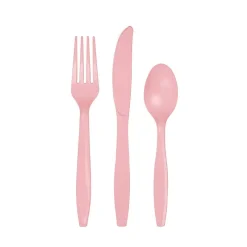 Light Pink Premium Plastic Cutlery Set for 8