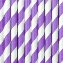 Lilac Striped Paper Straws 10ct
