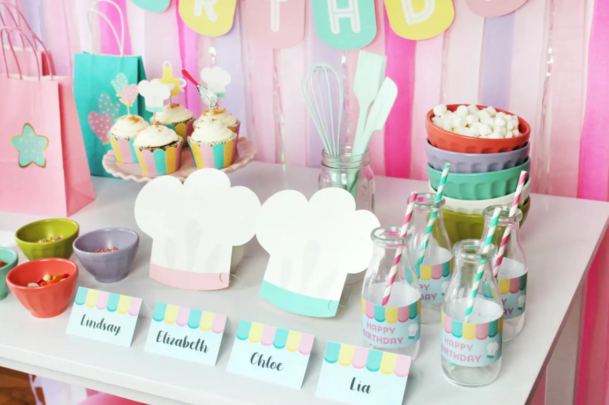 Little Chef Baking Party Hats 12ct