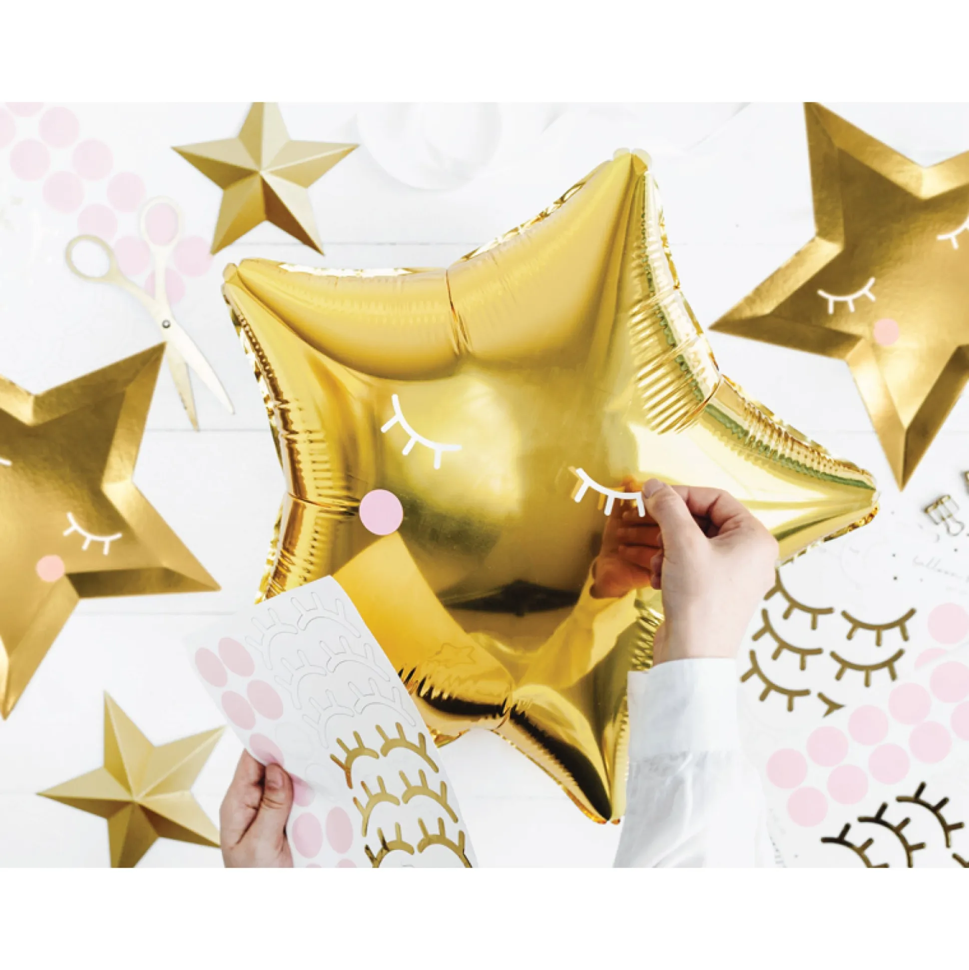 Little Star Eyelashes & Cheeks Balloon Stickers, 2 Sheets, 48pc
