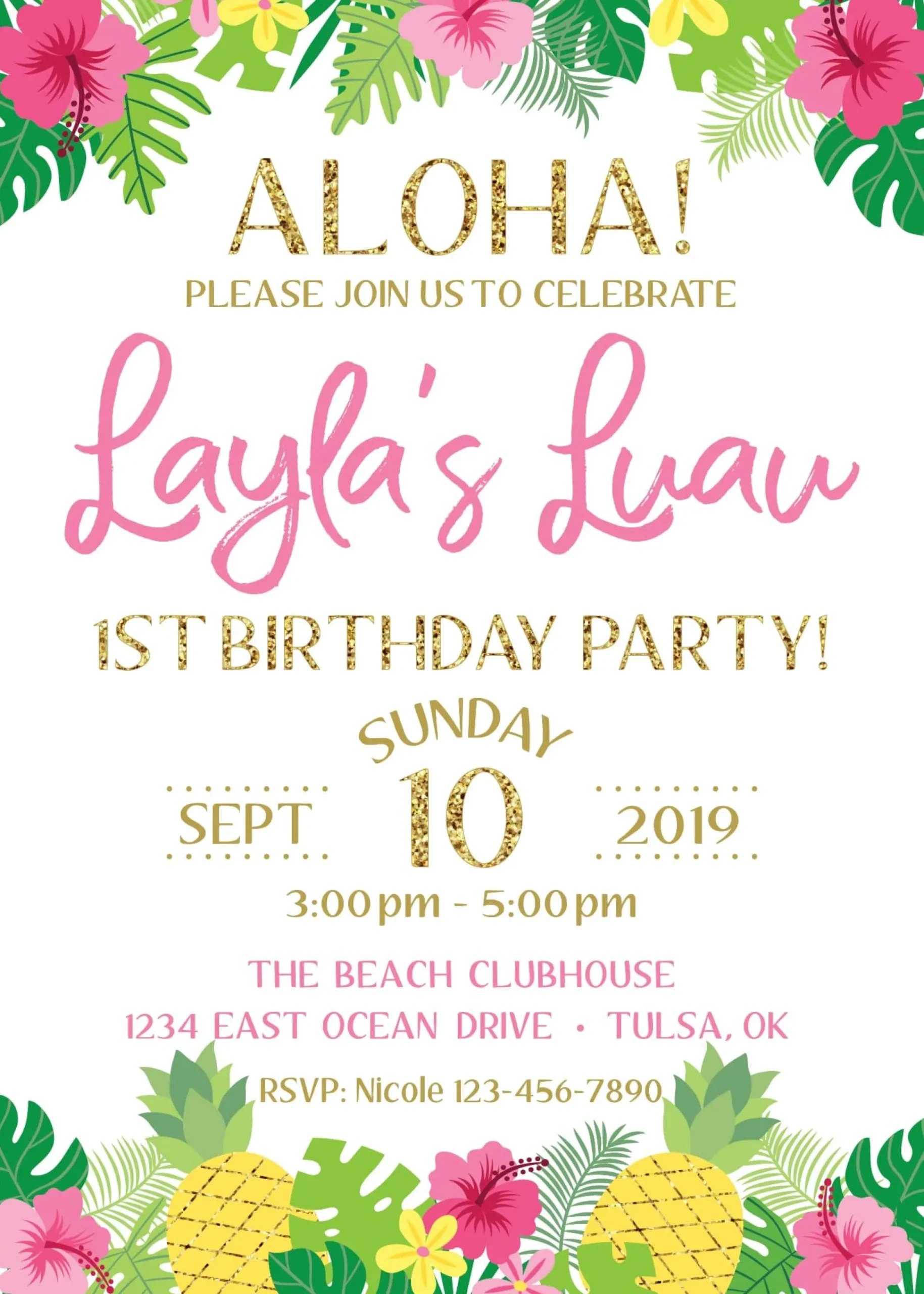 Luau Birthday Party Invitation