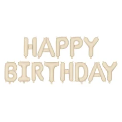 Matte Beige Happy Birthday Balloons