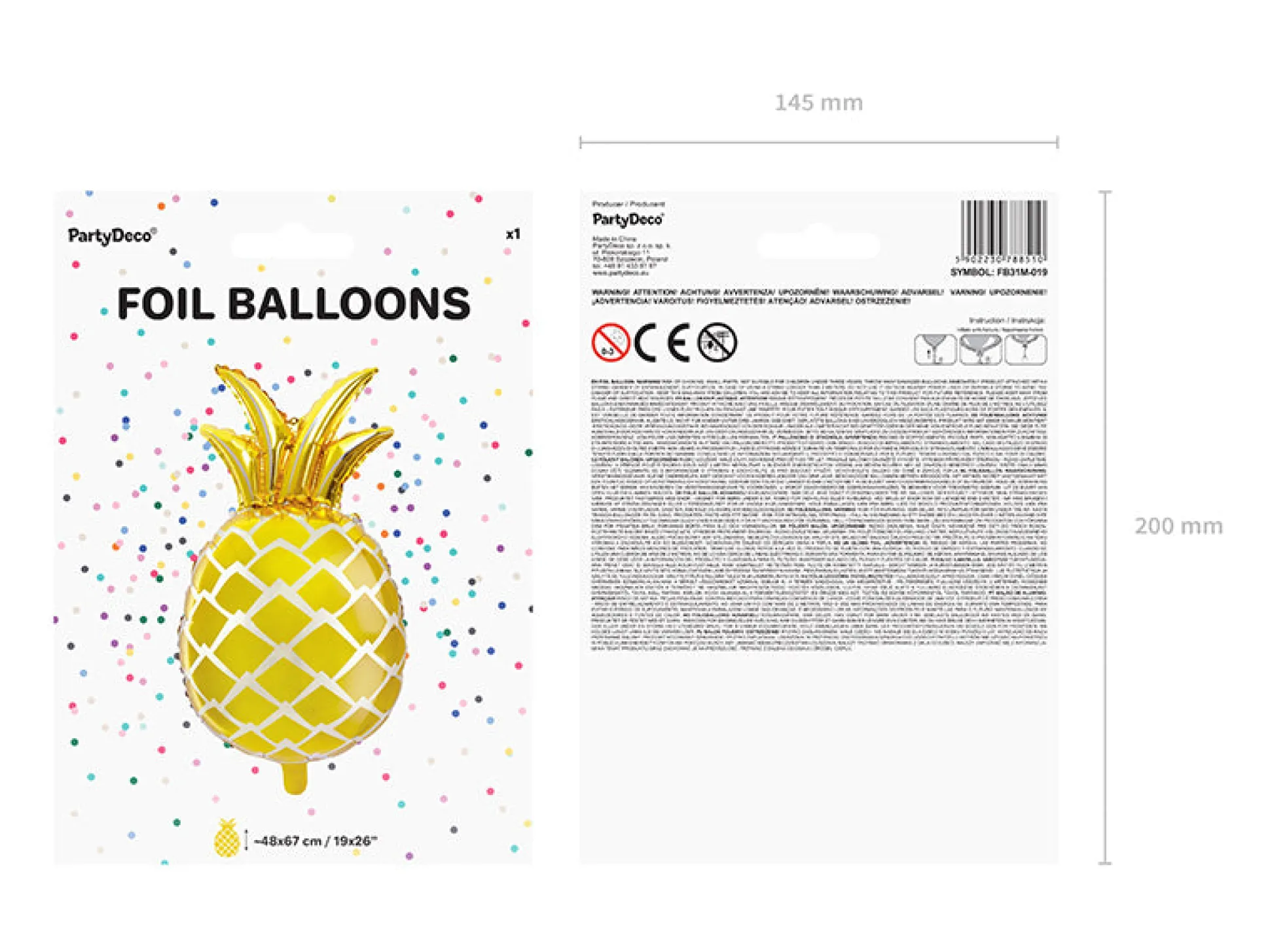 Metallic Gold Pineapple Foil Balloon 25in