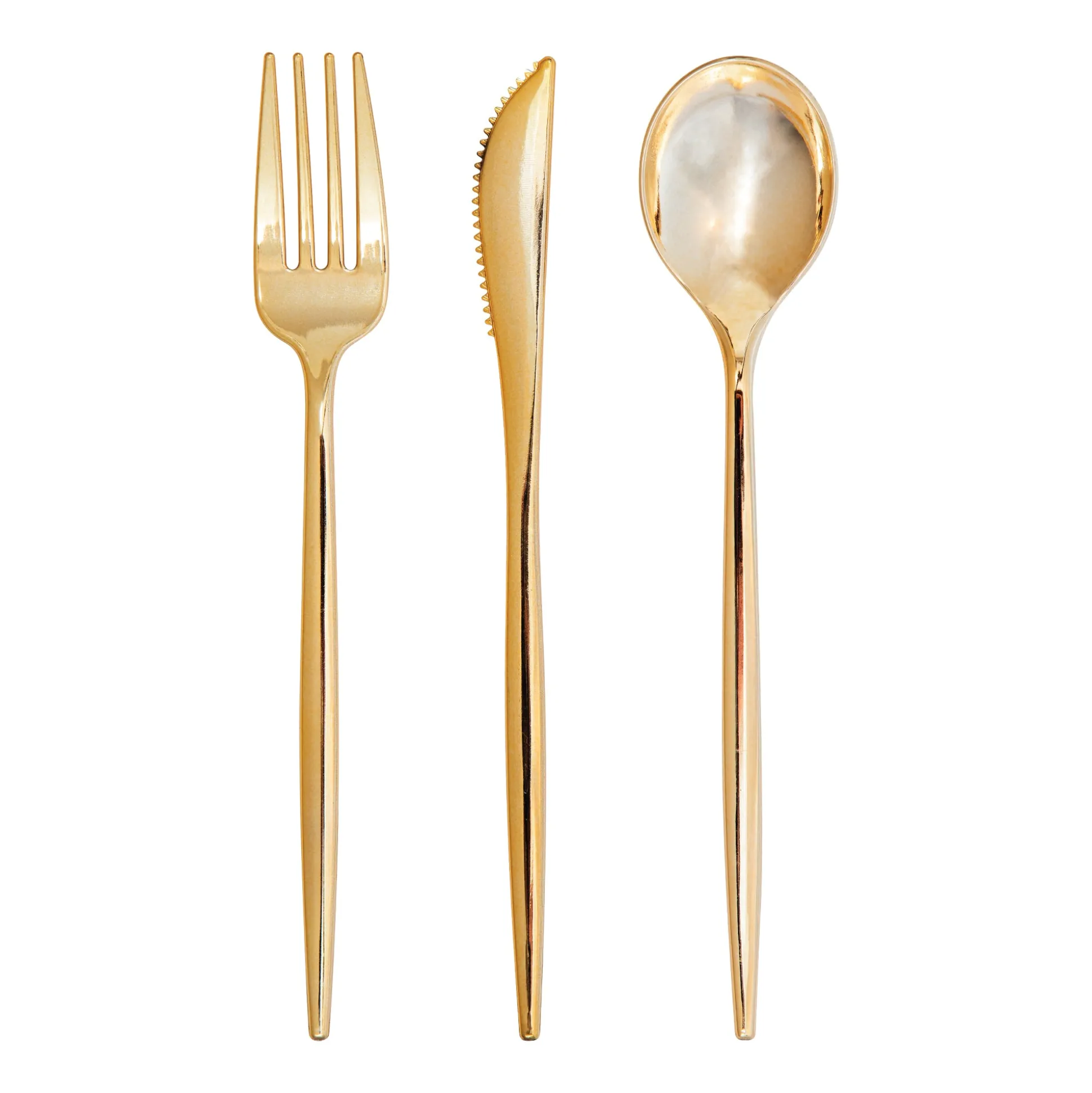 Metallic Gold Sleek Cutlery Set For 8