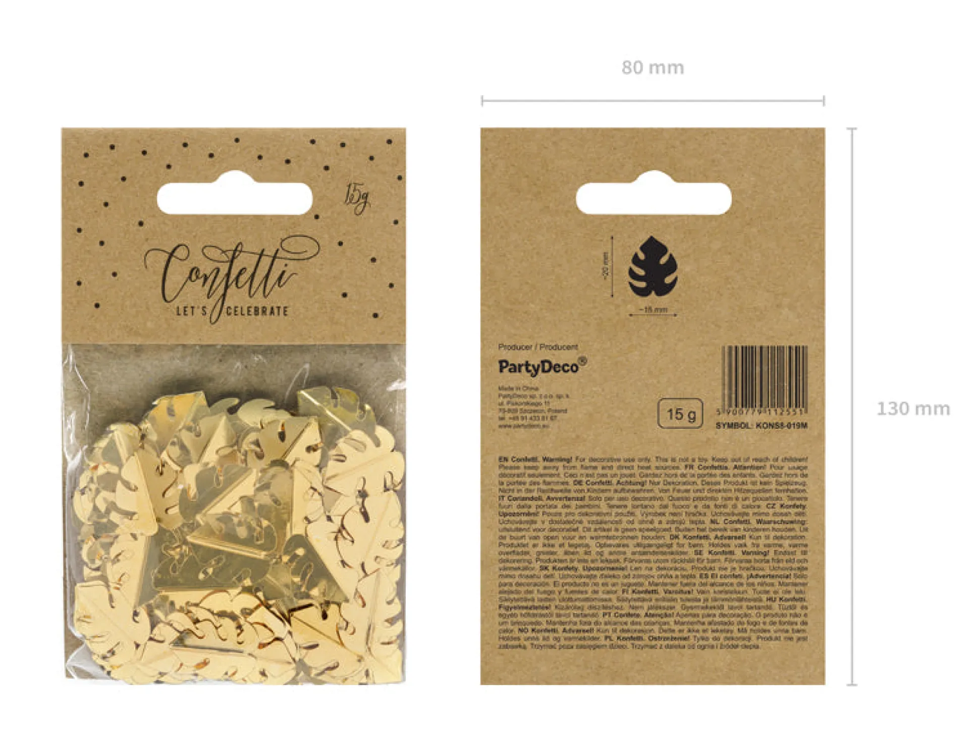 Metallic Gold Tropical Leaf Confetti