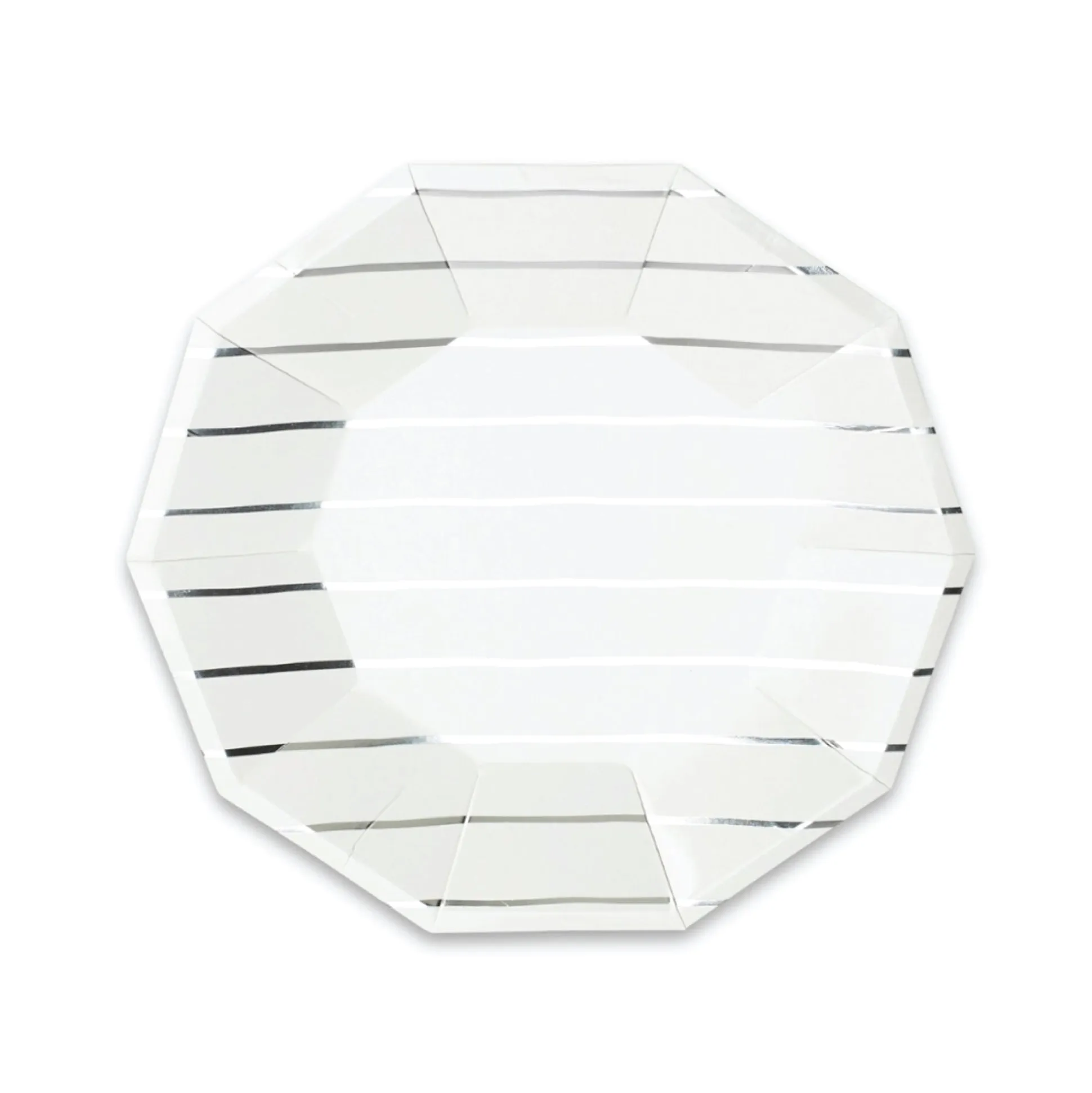 Metallic Silver Striped Dessert Plates 8ct