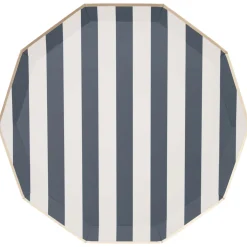 Midnight Blue Cabana Striped Dinner Plates 8ct