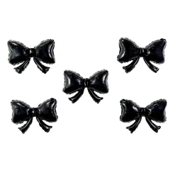 Mini Black Bow Foil Balloons 9in 5ct