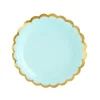 Mint Green & Gold Scalloped Dessert Plates 6ct