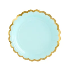 Mint Green & Gold Scalloped Dessert Plates 6ct