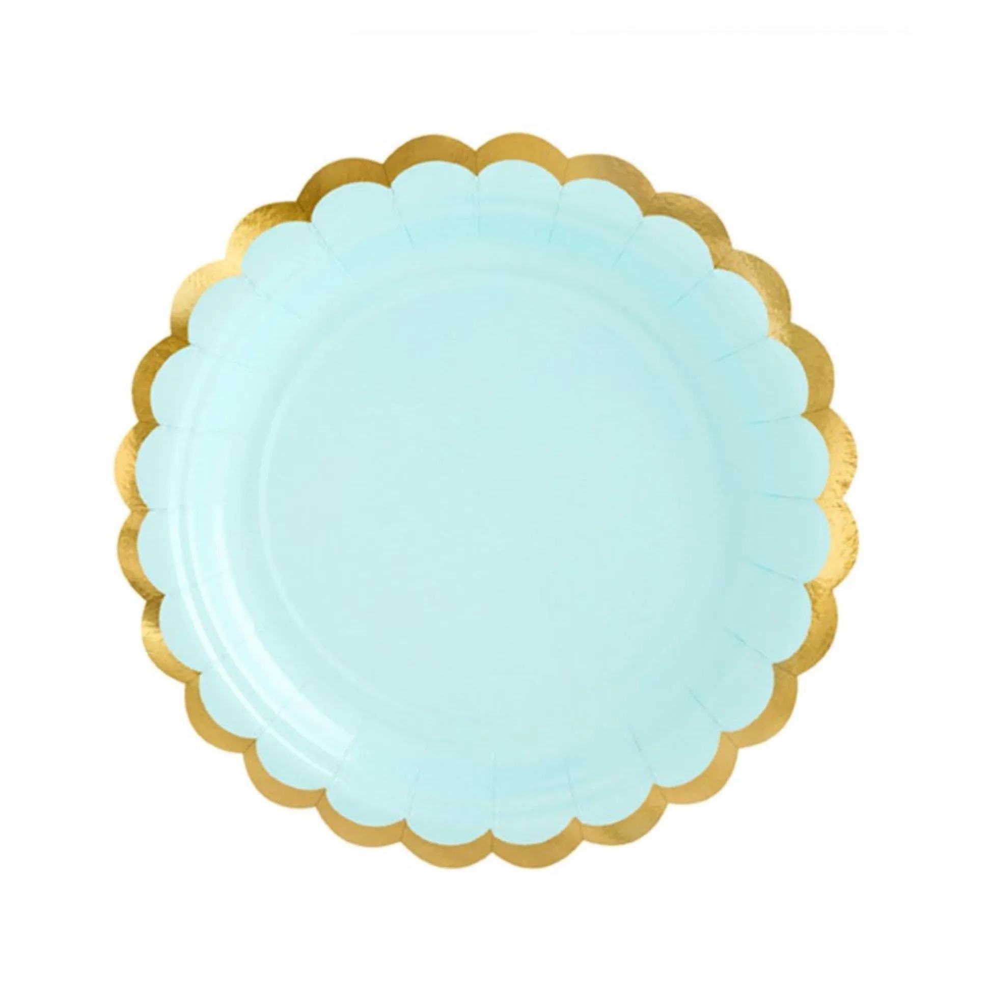 Mint Green & Gold Scalloped Dessert Plates 6ct