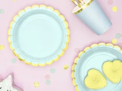 Mint Green & Gold Scalloped Dessert Plates 6ct