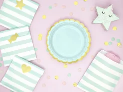 Mint Green & Gold Scalloped Dessert Plates 6ct