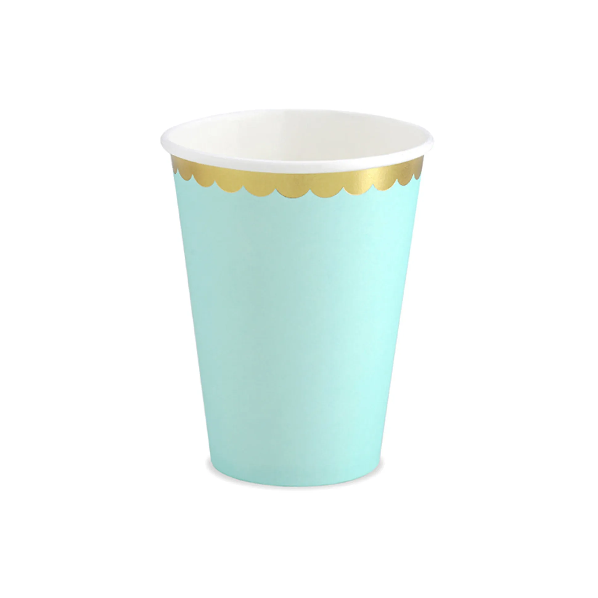 Mint Green & Gold Scalloped Paper Cups 6ct