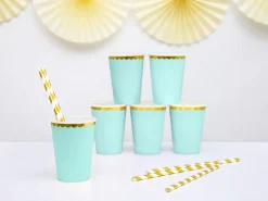 Mint Green & Gold Scalloped Paper Cups 6ct