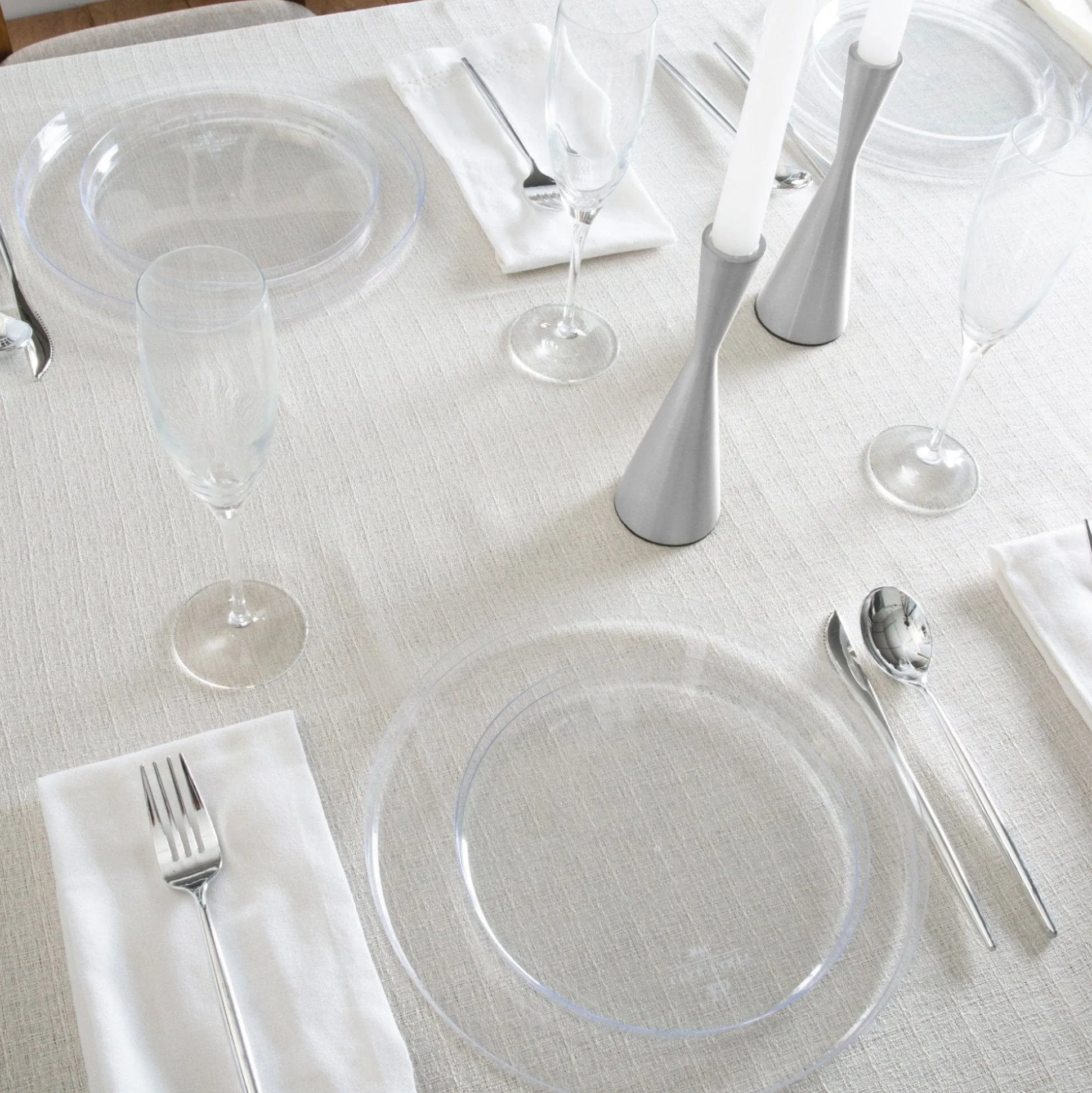 Modern Silver Plastic Cutlery Set for 10